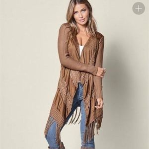 Venus Faux Suede Fringe Cardigan